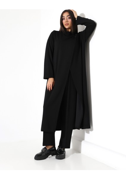 Kadın Yumuşak Modal Asimetrik Boğazlı Büyük Beden Takım