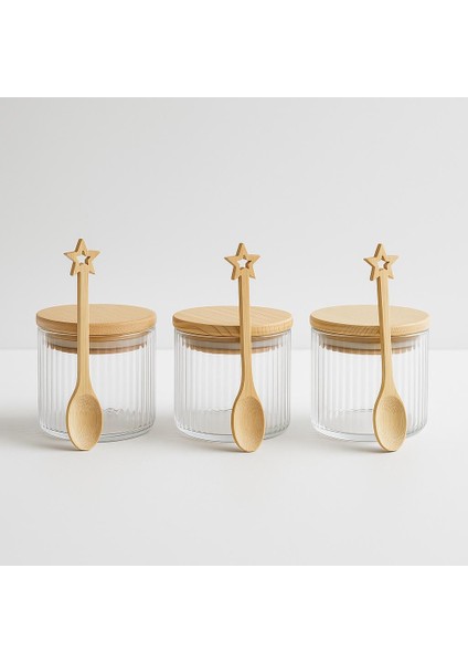 3 Lü Bambu Kasıklı Bambu Kapaklı Borosılıkat Cam Kahvaltılık 90 x 60 Seti fiyatları