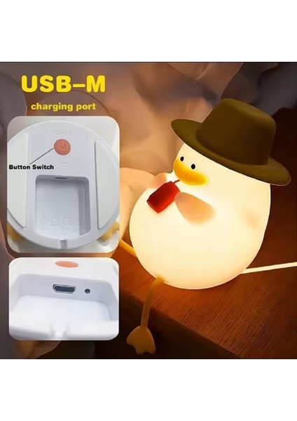Sevimli Ördek Şapkalı Silikon LED Gece Lambası – Dokunmatik, USB Şarjlı, Dekoratif Masa Lambası fiyatları