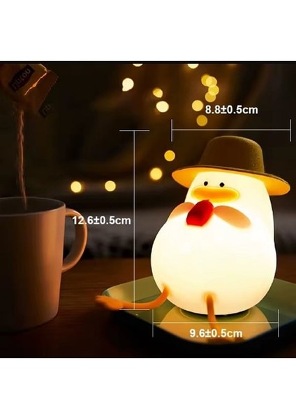 Sevimli Ördek Şapkalı Silikon LED Gece Lambası – Dokunmatik, USB Şarjlı, Dekoratif Masa Lambası modelleri