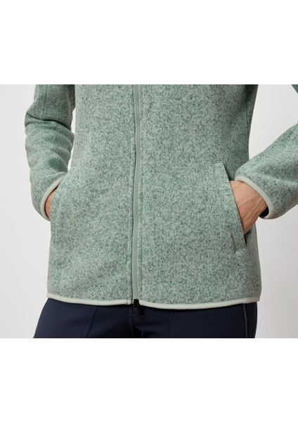 Kadın Örgü Polar Ceket, Kapüşonlu, Yeşil indirimleri