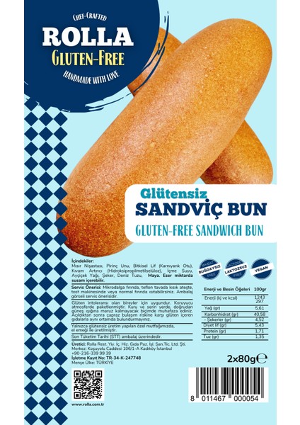 Glütensiz Sandviç Ekmeği - Hotdog ( Laktozsuz - Vegan ) (4 Adet x 85GR) Rolla Gluten Free fırsatları