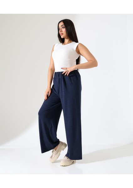 Kadın Beli Lastikli Yün Viskon Büyük Beden Pantolon modelleri