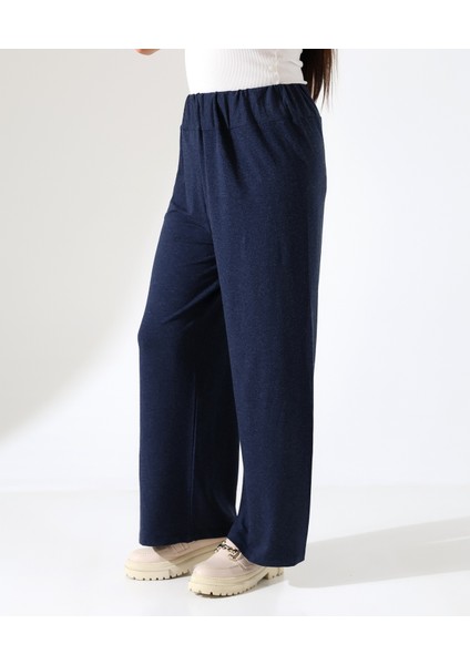 Kadın Beli Lastikli Yün Viskon Büyük Beden Pantolon