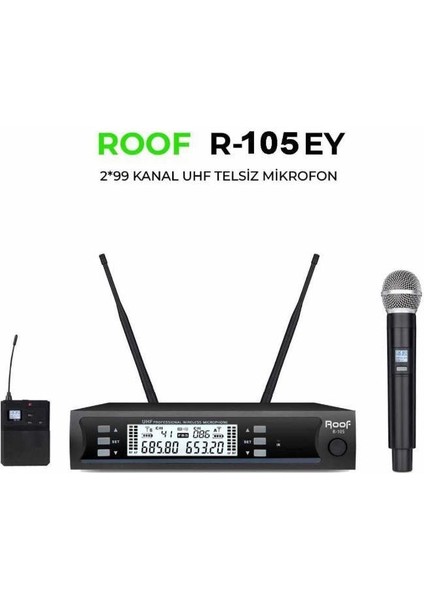 Roof R-105EY 2X99 Kanal Uhf 1 El 1 Yaka Telsiz Mikrofon