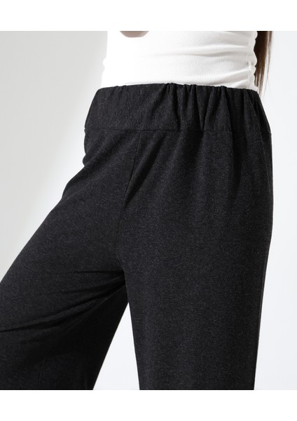 Kadın Beli Lastikli Yün Viskon Büyük Beden Pantolon