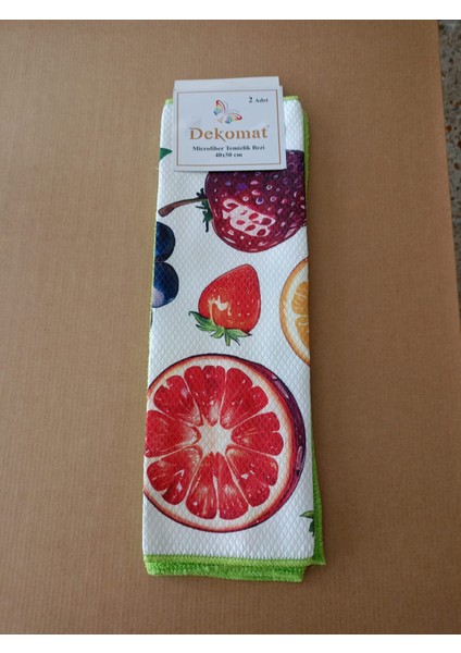 Microfiber Temizlik Bezi 40X50 cm 2 Adet (Bir Adet Baskılı Bir Adet Naturel)