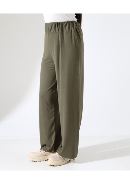 Kadın Beli Lastikli Yün Viskon Büyük Beden Pantolon