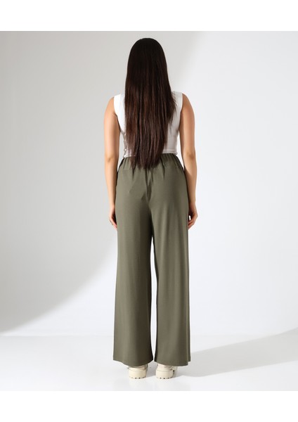 Kadın Beli Lastikli Yün Viskon Büyük Beden Pantolon