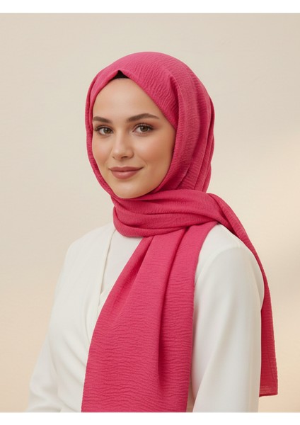 Neo Pamuk Serisi Yumuşak Tok Duruşlu Kaymaz Canlı Fuşya Şal Eşarp