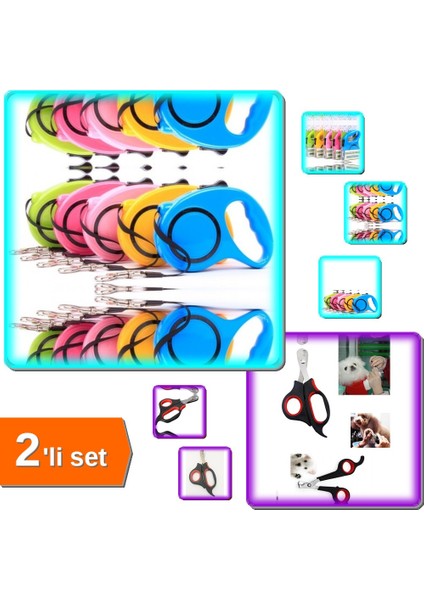 Otomatik Makaralı Tasma 5m + Köpek Tırnak Makası 2’li Set - Hızlı ve Kolay Bakım G7H8I9