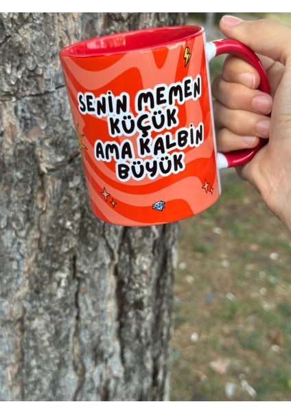 Senin Memen Küçük Ama Kalbin Büyük Kupa Kaliteli Porselen Premium Mug fiyatları