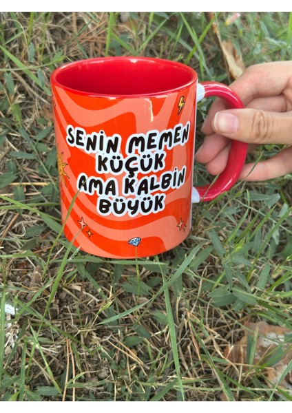 Senin Memen Küçük Ama Kalbin Büyük Kupa Kaliteli Porselen Premium Mug modelleri