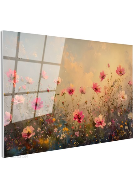 Cam Yatay Duvar Tablosu Cam Cicek BAHCESI33 Ev Ofis Salon Modern Duvar Tablosu fiyatları