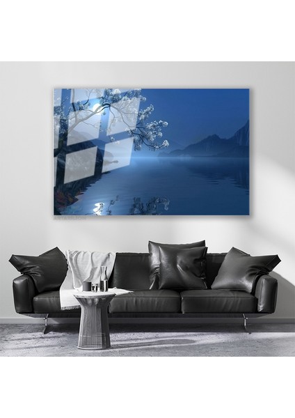 Cam Yatay Duvar Tablosu Cam Gece Doga Manzarasi Ev Ofis Salon Modern Duvar Tablosu