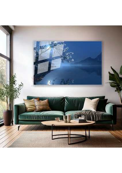 Cam Yatay Duvar Tablosu Cam Gece Doga Manzarasi Ev Ofis Salon Modern Duvar Tablosu modelleri