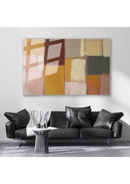 Cam Yatay Duvar Tablosu Cam Geometrik Sekiller7 Ev Ofis Salon Modern Duvar Tablosu