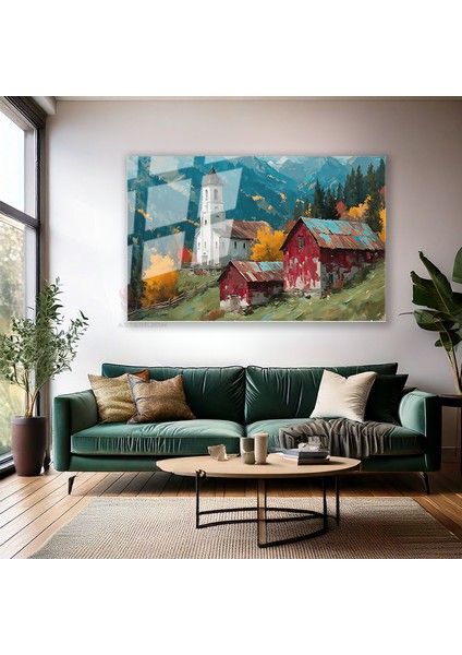 Cam Yatay Duvar Tablosu Cam Sonbahar Manzarasi5 Ev Ofis Salon Modern Duvar Tablosu modelleri