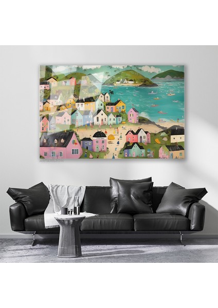 Cam Yatay Duvar Tablosu Cam Soyut Manzara6 Ev Ofis Salon Modern Duvar Tablosu