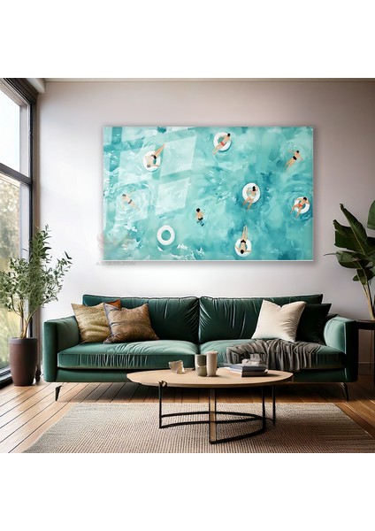 Cam Yatay Duvar Tablosu Cam Soyut Yuzen Insanlar Ev Ofis Salon Modern Duvar Tablosu modelleri
