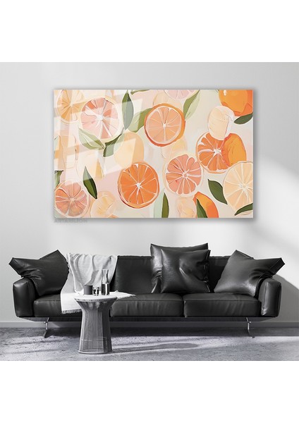 Cam Yatay Duvar Tablosu Cam Turuncgiller Ev Ofis Salon Modern Duvar Tablosu