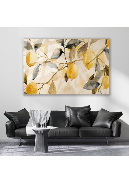 Cam Yatay Duvar Tablosu Cam Limon Agaci Dallari Ev Ofis Salon Modern Duvar Tablosu