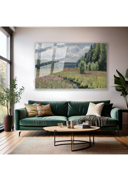 Cam Yatay Duvar Tablosu Cam Vintage Doga Manzarasi4 Ev Ofis Salon Modern Duvar Tablosu modelleri