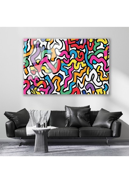 Cam Yatay Duvar Tablosu Cam Renkli Kivrimlar Ev Ofis Salon Modern Duvar Tablosu