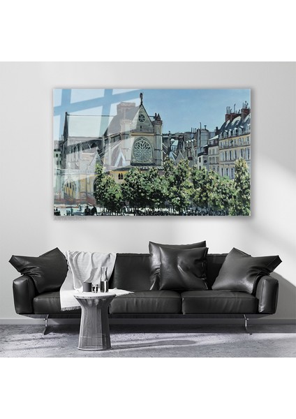 Cam Yatay Duvar Tablosu Cam Sehir Manzarasi Ev Ofis Salon Modern Duvar Tablosu