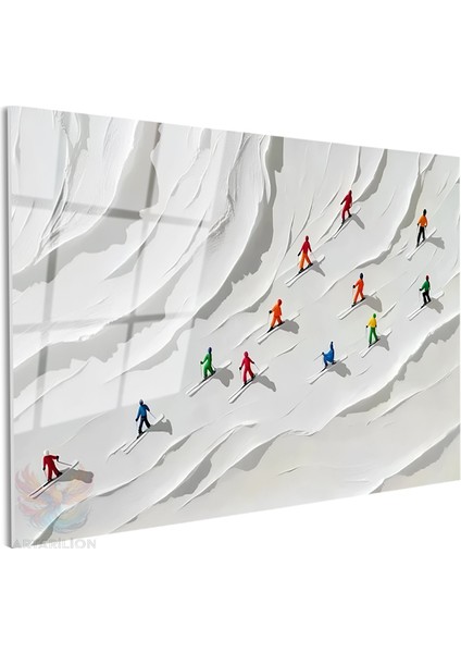 Cam Yatay Duvar Tablosu Cam Soyut Kayakcilar Ev Ofis Salon Modern Duvar Tablosu fiyatları