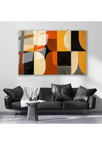 Cam Yatay Duvar Tablosu Cam Geometrik Sekiller3 Ev Ofis Salon Modern Duvar Tablosu
