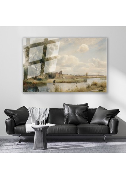 Cam Yatay Duvar Tablosu Cam Vintage Kirsal Manzarasi6 Ev Ofis Salon Modern Duvar Tablosu