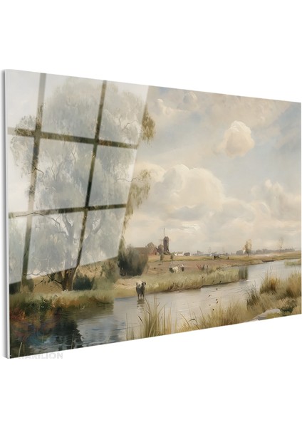 Cam Yatay Duvar Tablosu Cam Vintage Kirsal Manzarasi6 Ev Ofis Salon Modern Duvar Tablosu fiyatları