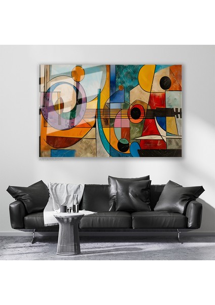 Cam Yatay Duvar Tablosu Cam Soyut Geometrik Sanat Ev Ofis Salon Modern Duvar Tablosu
