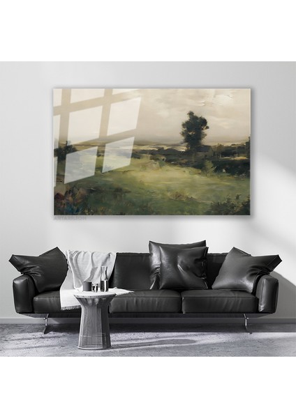 Cam Yatay Duvar Tablosu Cam Vintage Kirsal Manzara Ev Ofis Salon Modern Duvar Tablosu