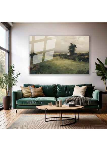Cam Yatay Duvar Tablosu Cam Vintage Kirsal Manzara Ev Ofis Salon Modern Duvar Tablosu modelleri