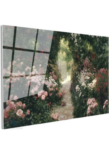 Cam Yatay Duvar Tablosu Cam Renkli Cicekli Bahce Ev Ofis Salon Modern Duvar Tablosu fiyatları