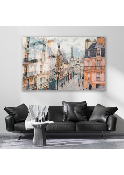 Cam Yatay Duvar Tablosu Cam Paris Sokaklari Ev Ofis Salon Modern Duvar Tablosu
