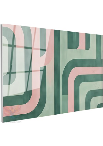 Cam Yatay Duvar Tablosu Cam Yesil Pembe Cizgiler Ev Ofis Salon Modern Duvar Tablosu fiyatları