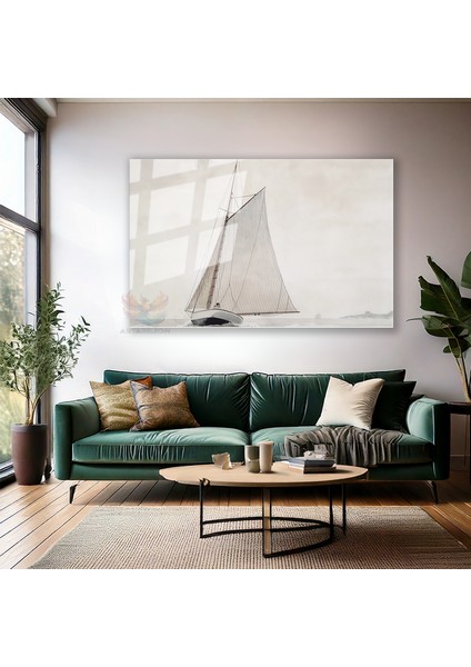 Cam Yatay Duvar Tablosu Cam Vintage Yelkenli Ev Ofis Salon Modern Duvar Tablosu modelleri