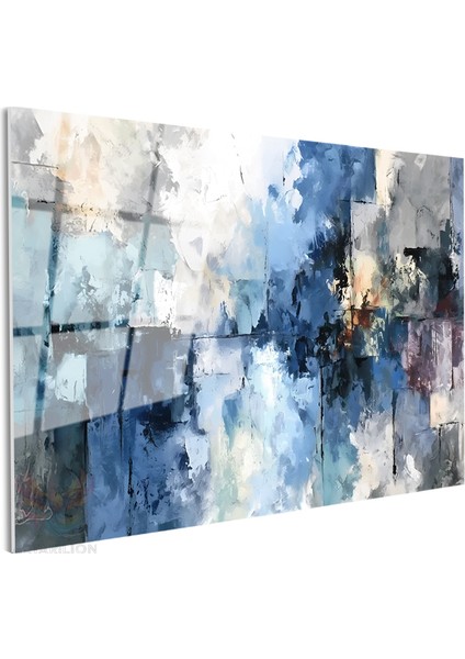 Cam Yatay Duvar Tablosu Cam Soyut Mavi Tonlari Ev Ofis Salon Modern Duvar Tablosu fiyatları