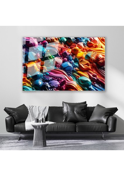 Cam Yatay Duvar Tablosu Cam Soyut Renk Sanati6 Ev Ofis Salon Modern Duvar Tablosu