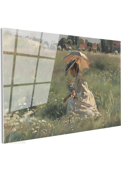 Cam Yatay Duvar Tablosu Cam Vintage Semsiyeli Kadin Ev Ofis Salon Modern Duvar Tablosu fiyatları