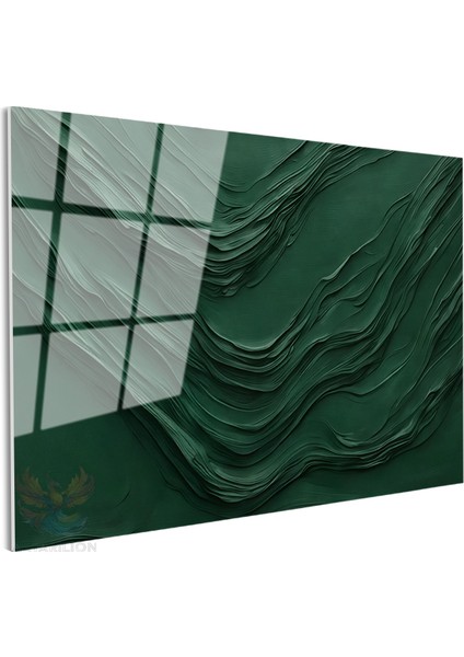 Cam Yatay Duvar Tablosu Cam Yesil Cizgiler2 Ev Ofis Salon Modern Duvar Tablosu fiyatları