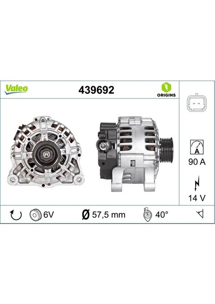Alternatör 14V 90A BIPPER-NEMO-P206-P406-PARTNER-PARTNER Tepee-Berlıngo-Xsara-C5-Jumpy TU1JP