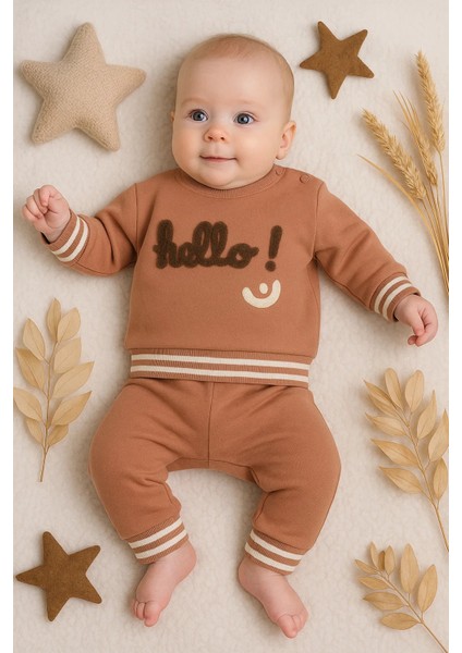 Hello Nakışlı % 100 Pamuk 2'li Erkek Bebek Takım