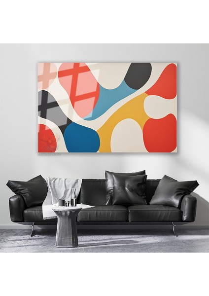 Cam Yatay Duvar Tablosu Cam Renkli Kivrimlar2 Ev Ofis Salon Modern Duvar Tablosu