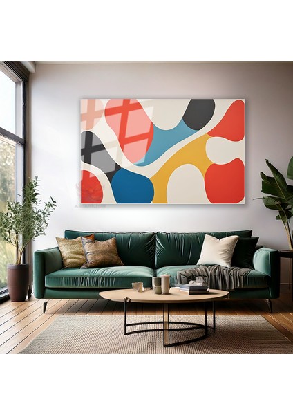 Cam Yatay Duvar Tablosu Cam Renkli Kivrimlar2 Ev Ofis Salon Modern Duvar Tablosu modelleri