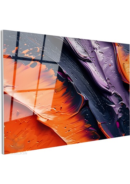 Cam Yatay Duvar Tablosu Cam Koyu Renk Firca Darbeleri Ev Ofis Salon Modern Duvar Tablosu fiyatları