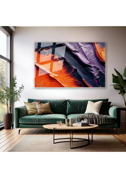 Cam Yatay Duvar Tablosu Cam Koyu Renk Firca Darbeleri Ev Ofis Salon Modern Duvar Tablosu modelleri